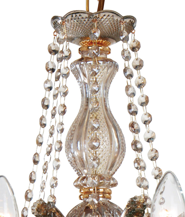 Deco Gabrielle Chandelier With Acrylic Sconce & Glass Droplets 8 Light E14 Mink Finish • D0023