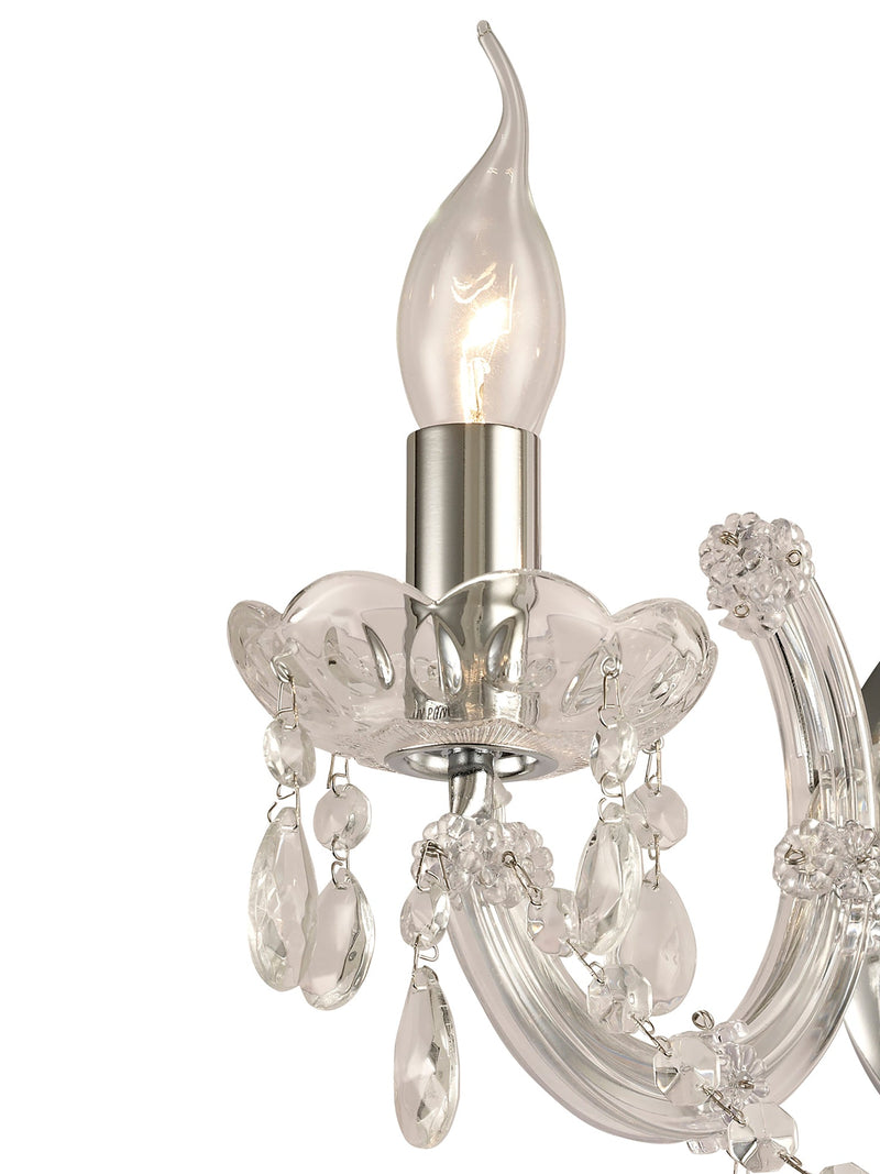 Deco Gabrielle Wall Lamp 2 Light E14 With Glass Sconce & Glass Droplets/Polished Chrome • D0024
