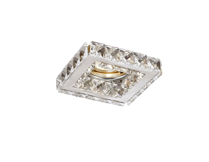 Diyas Galaxy GU10 Square Downlight 1 Light Polished Chrome/Crystal, Cut Out: 60mm • IL30837CH