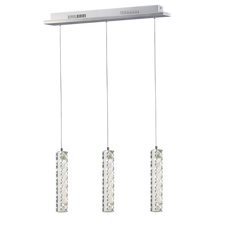 Diyas  Galaxy Linear Pendant 3 Drop LED 4000K 3 X 3W Polished Chrome, Crystal • IL80034