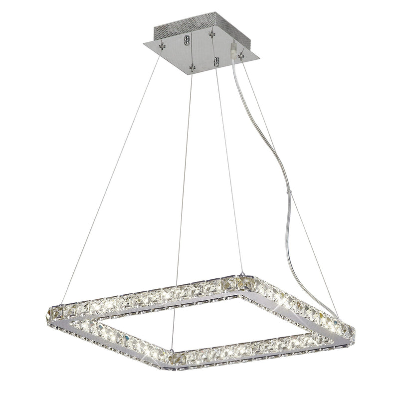 Diyas IL80038 Galaxy Pendant Square Small 24W LED 4000K Polished Chrome/Crystal • IL80038