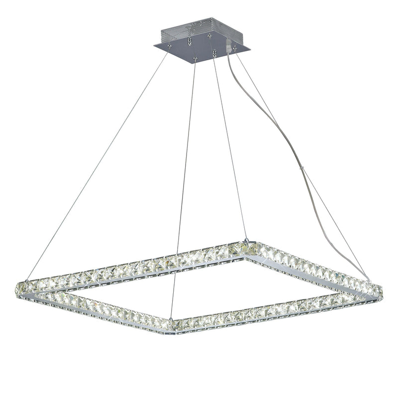 Diyas  Galaxy Pendant Square Large 36W LED 4000K Polished Chrome/Crystal • IL80039