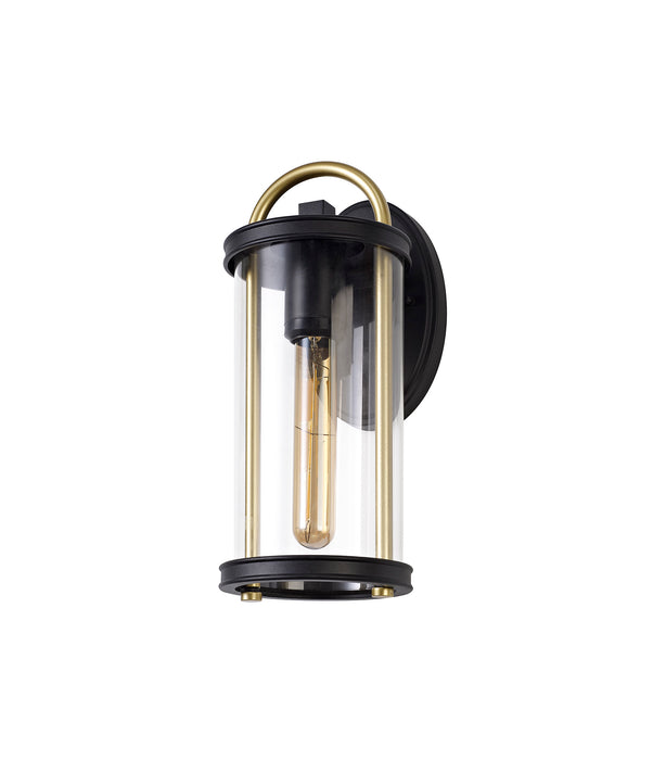 Regal Lighting SL-1838 1 Light Small Outdoor Wall Light Black & Gold With A Clear Glass IP54