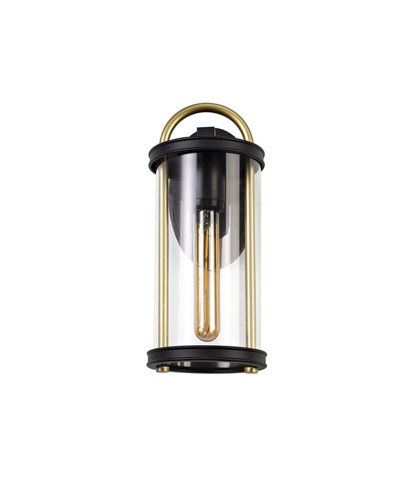Regal Lighting SL-1838 1 Light Small Outdoor Wall Light Black & Gold With A Clear Glass IP54