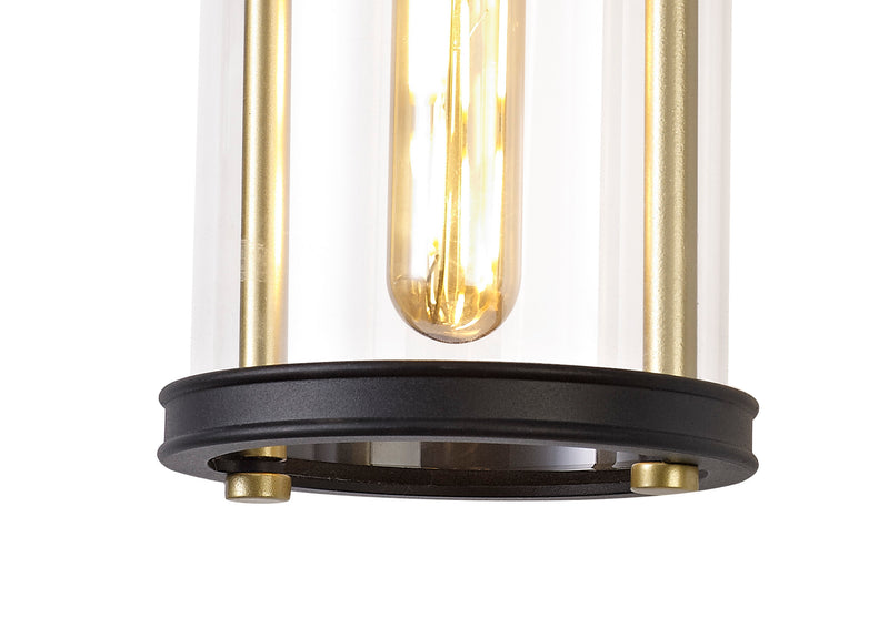 Regal Lighting SL-1838 1 Light Small Outdoor Wall Light Black & Gold With A Clear Glass IP54