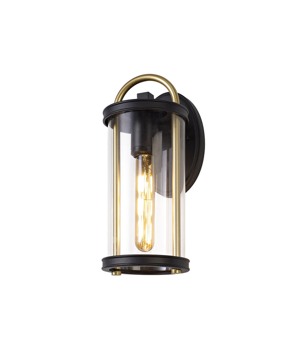 Regal Lighting SL-1838 1 Light Small Outdoor Wall Light Black & Gold With A Clear Glass IP54