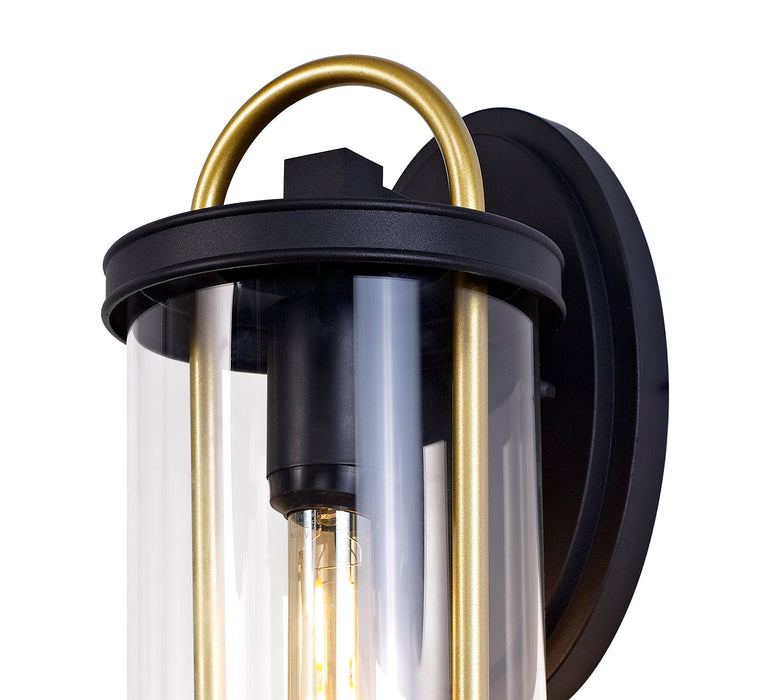 Regal Lighting SL-1837 1 Light Large Outdoor Wall Light Black & Gold With A Clear Glass IP54