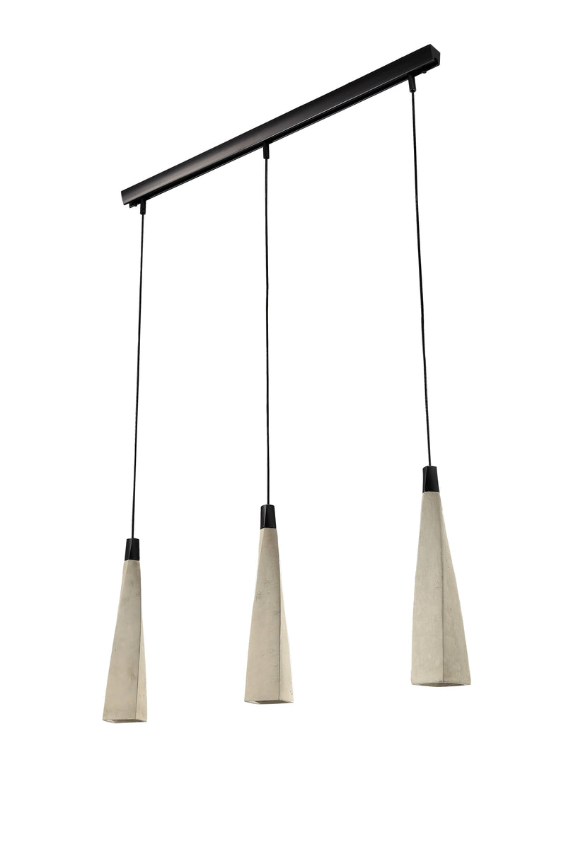 Mantra M5061 Ghery Linear Pendant 3 Light GU10 Line, Cement/Matt Black • M5061
