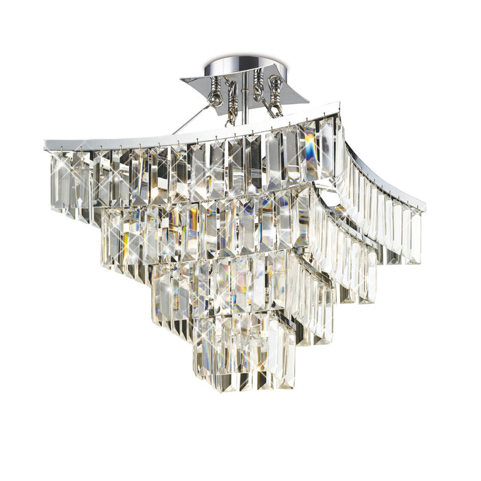 Diyas Gianni Square Semi Ceiling 5 Light G9 Polished Chrome/Crystal • IL30642