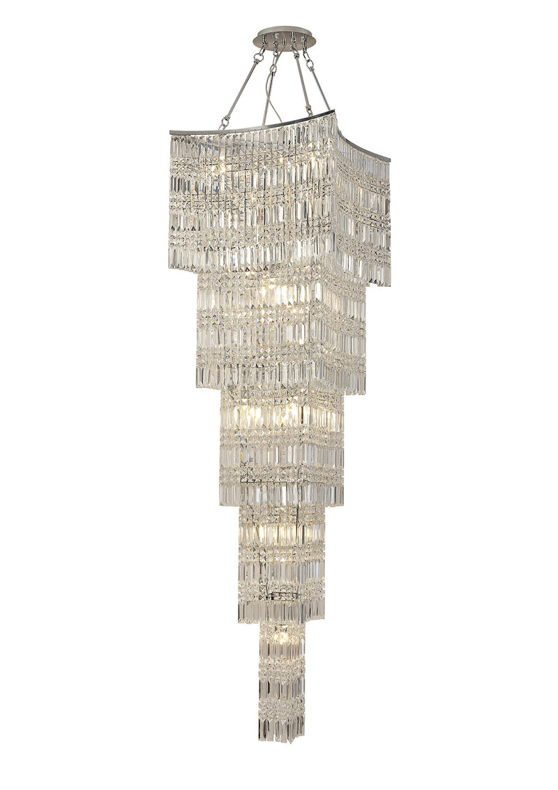 Diyas Gianni Tall Square Pendant 15 Light E14 Polished Chrome/Crystal Item Weight: 38.2kg • IL30645