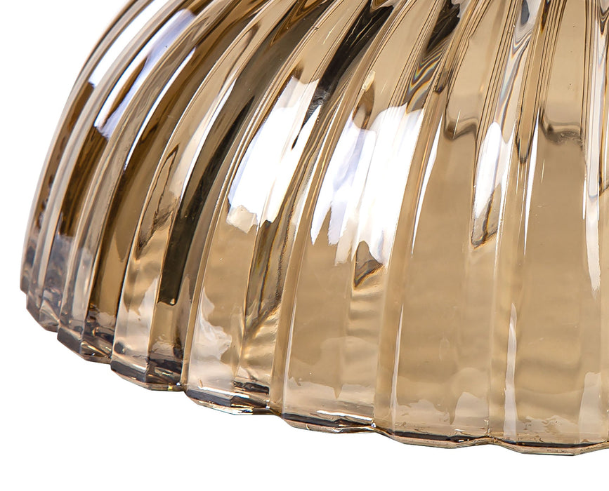 Deco Gilda Shallow Dome 20cm Shell Effect Cognac Glass Lampshade • D0621