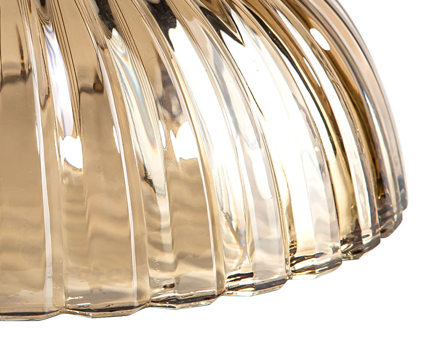 Deco Gilda Shallow Dome 20cm Shell Effect Cognac Glass Lampshade • D0621