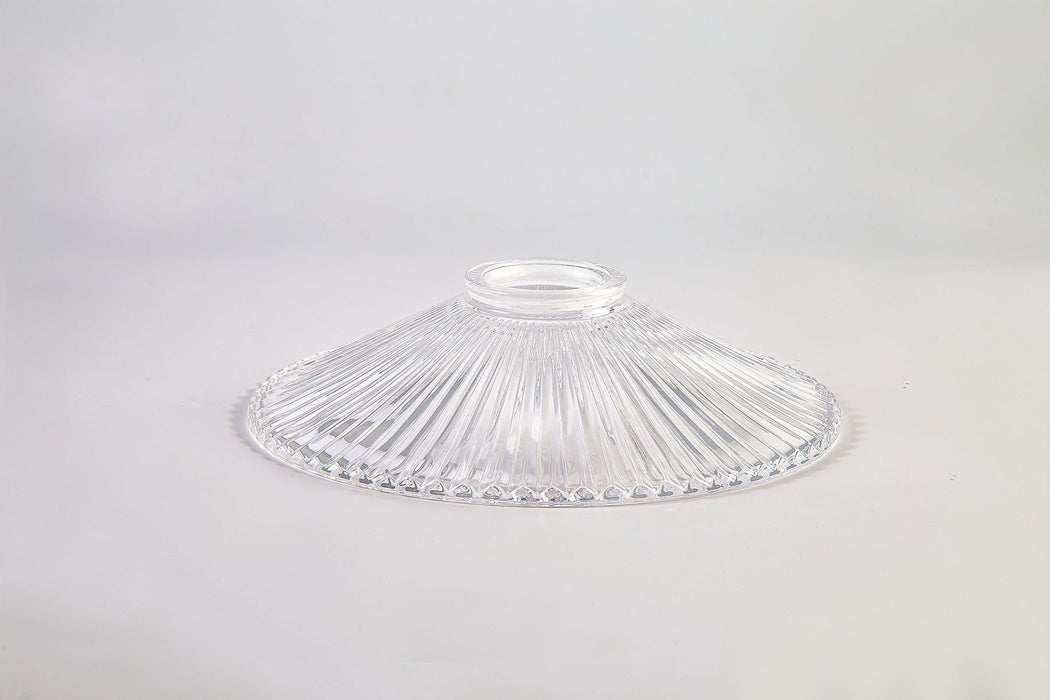 Deco Gilda Flat 21.5cm Corrugated Patterned Clear Glass Lampshade • D0623