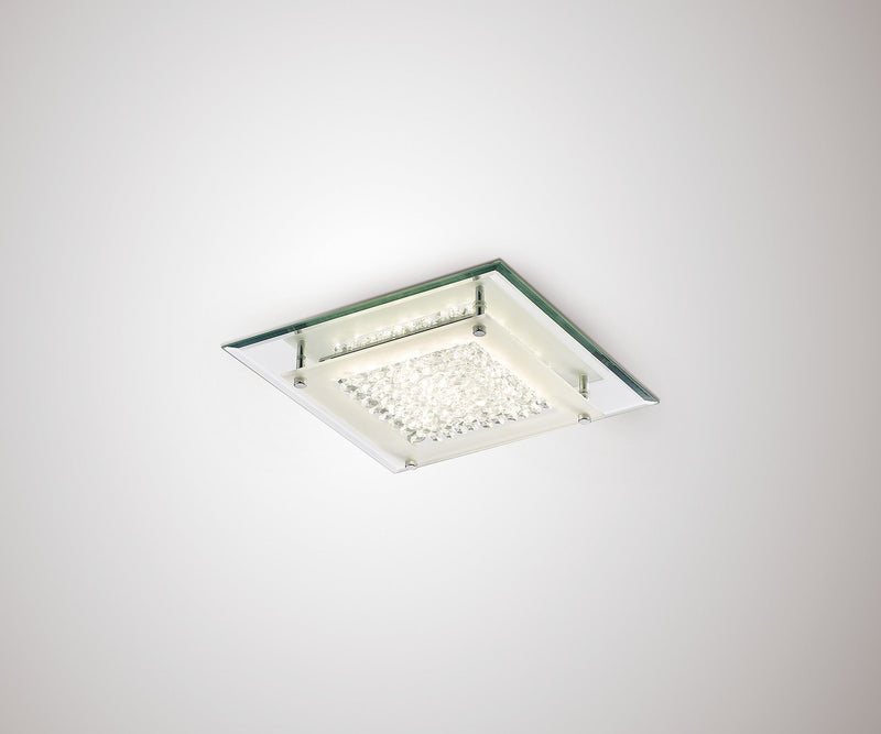 Deco Gina Ceiling, 280mm Square, 12W 960lm LED 4000K Polished Chrome/Crystal • D0069