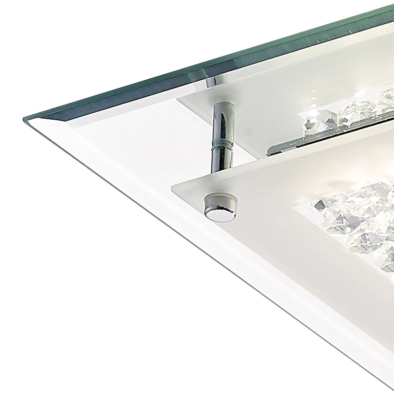 Deco Gina Ceiling, 280mm Square, 12W 960lm LED 4000K Polished Chrome/Crystal • D0069