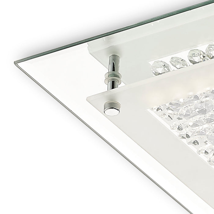 Deco Gina Ceiling, 360mm Square, 18W 1440lm LED 4000K Polished Chrome/Crystal • D0070