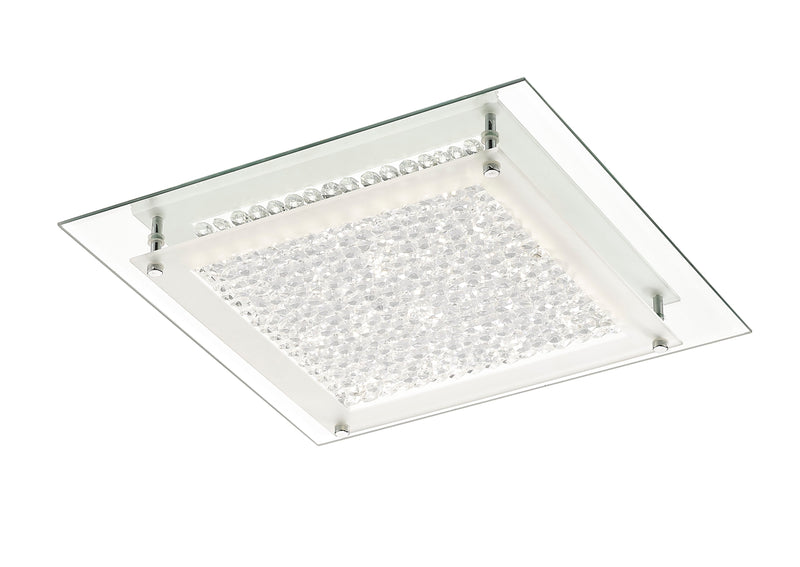 Deco Gina Ceiling, 360mm Square, 18W 1440lm LED 4000K Polished Chrome/Crystal • D0070