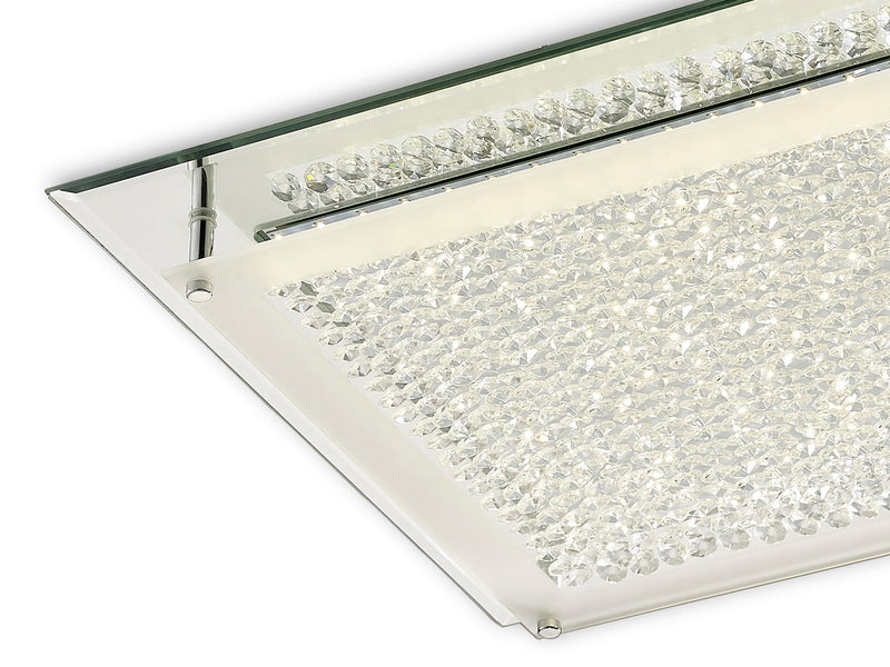 Deco Gina Ceiling, 420mm Square, 21W 1680lm LED 4000K Polished Chrome/Crystal • D0071