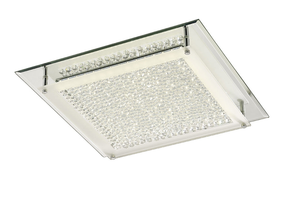 Deco Gina Ceiling, 420mm Square, 21W 1680lm LED 4000K Polished Chrome/Crystal • D0071