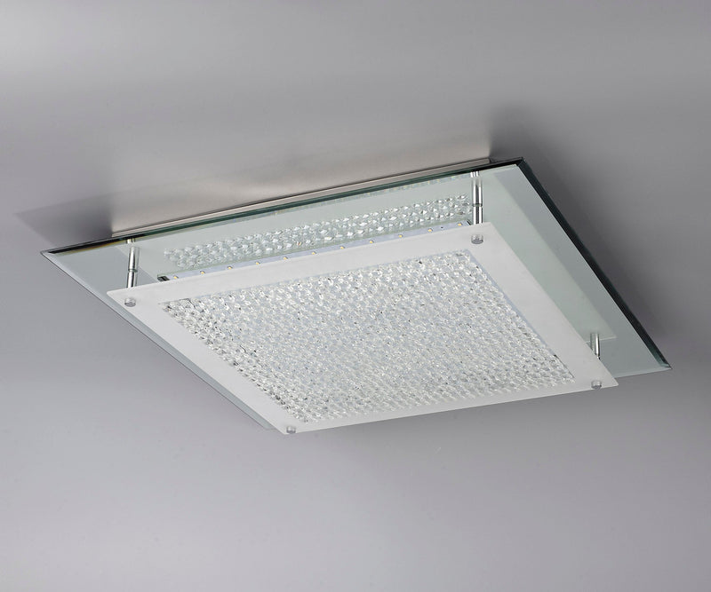 Deco Gina Ceiling, 500mm Square, 24W 1900lm LED 4000K Polished Chrome/Crystal • D0077