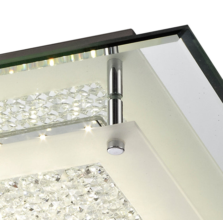 Deco Gina Ceiling, 500mm Square, 24W 1900lm LED 4000K Polished Chrome/Crystal • D0077