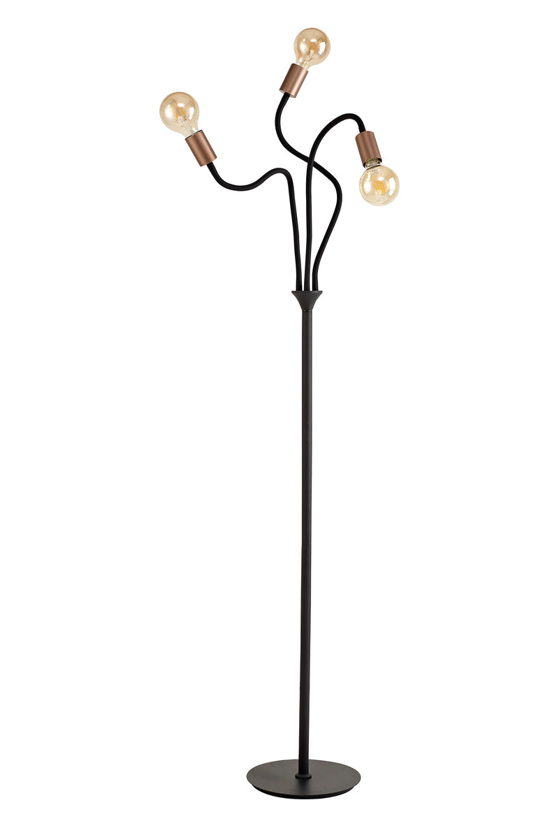 Regal Lighting SL-1807 3 Light Floor Lamp Satin Black And Brushed Copper