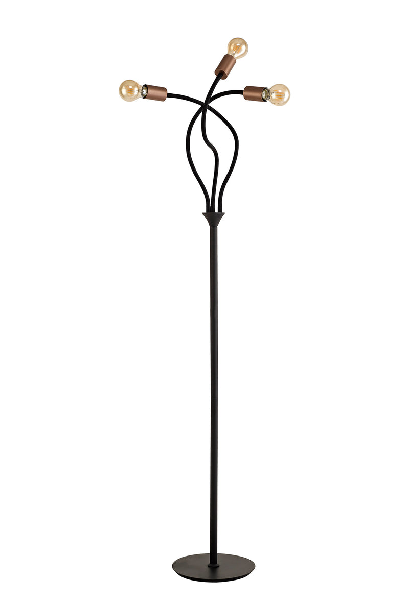 Regal Lighting SL-1807 3 Light Floor Lamp Satin Black And Brushed Copper