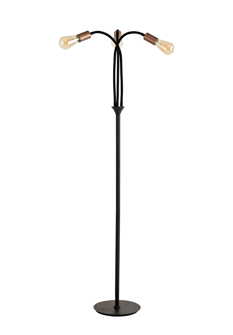Regal Lighting SL-1807 3 Light Floor Lamp Satin Black And Brushed Copper
