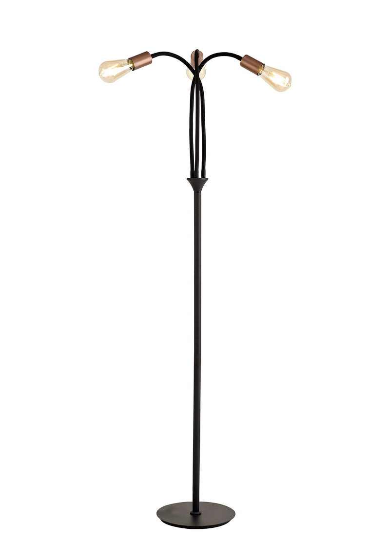 Regal Lighting SL-1807 3 Light Floor Lamp Satin Black And Brushed Copper