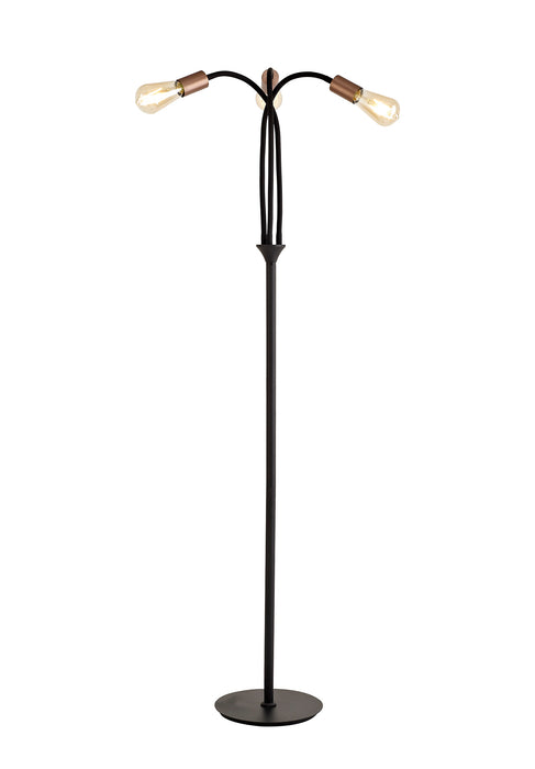 Regal Lighting SL-1807 3 Light Floor Lamp Satin Black And Brushed Copper