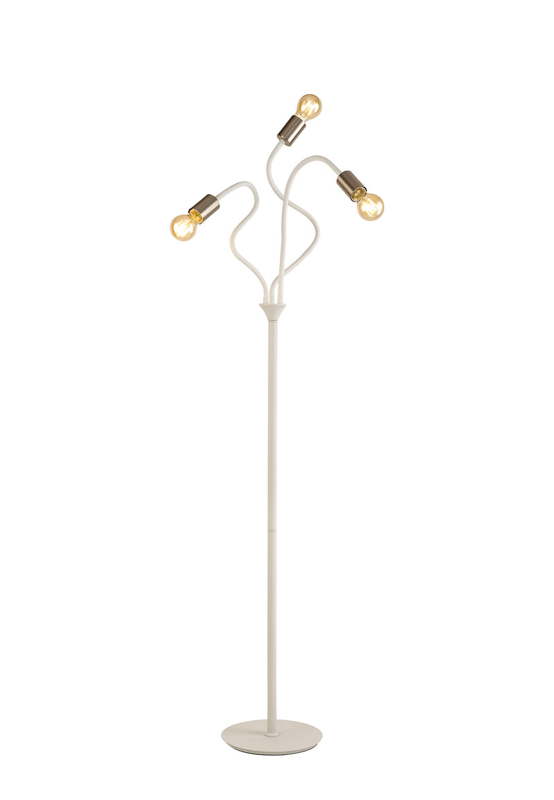 Regal Lighting SL-1800 3 Light Floor Lamp Satin White And Satin Nickel