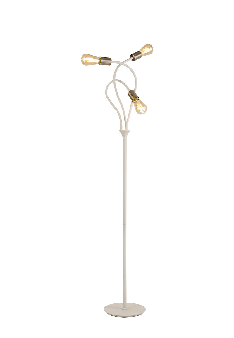 Regal Lighting SL-1800 3 Light Floor Lamp Satin White And Satin Nickel