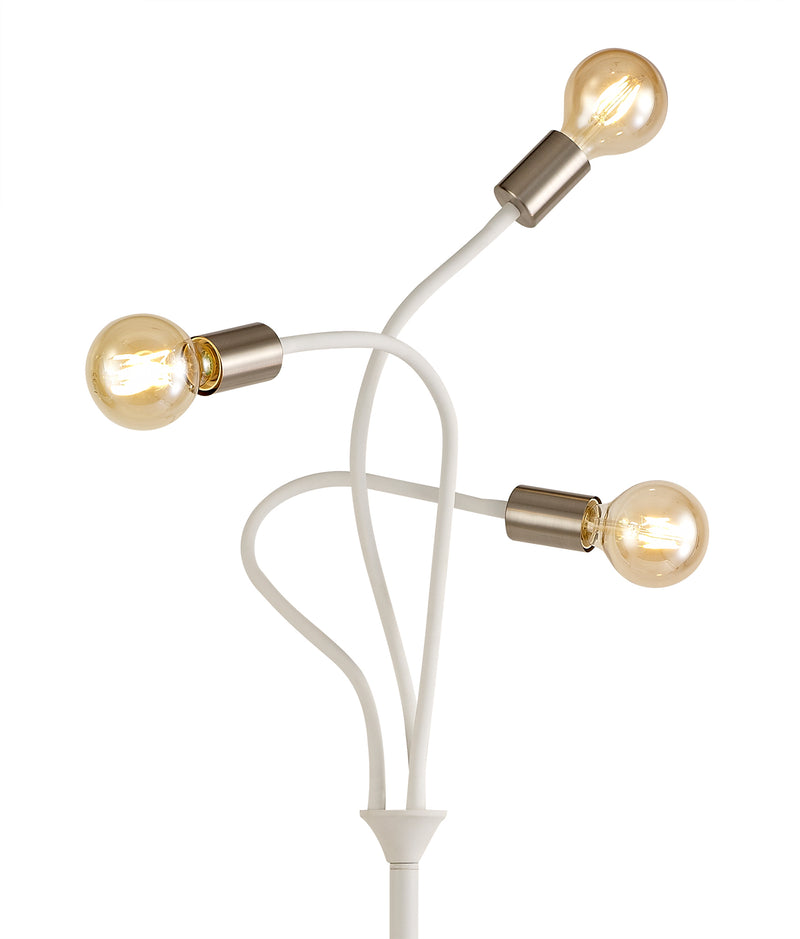Regal Lighting SL-1800 3 Light Floor Lamp Satin White And Satin Nickel