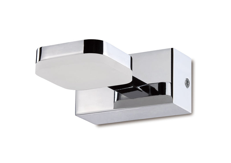 Mantra M8280 Gio Wall Lamp 1 Light LED 5W 3000K IP44, 450lm, Polished Chrome/Frosted Acrylic, 3yrs Warranty • M8280