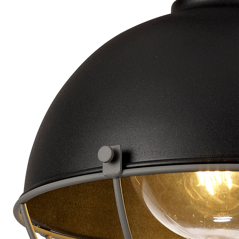 Regal Lighting SL-1604 1 Light Outdoor Semi Flush Ceiling Light Matt Black & Grey IP65