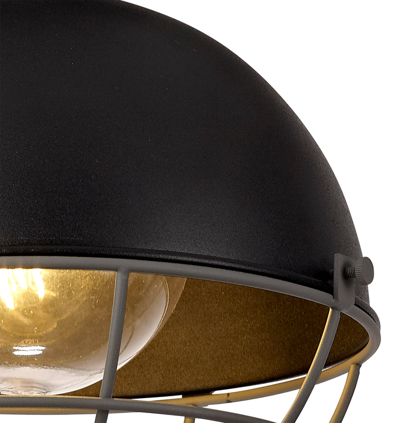 Regal Lighting SL-1604 1 Light Outdoor Semi Flush Ceiling Light Matt Black & Grey IP65