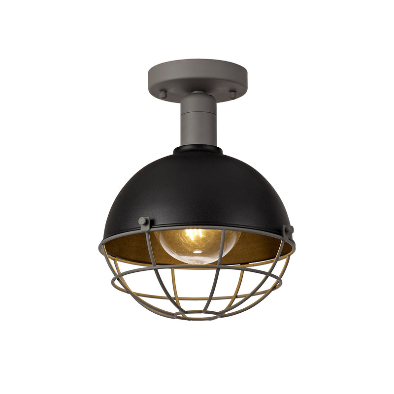 Regal Lighting SL-1604 1 Light Outdoor Semi Flush Ceiling Light Matt Black & Grey IP65