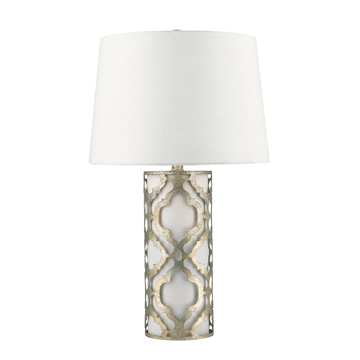 Elstead Lighting GN-ARABELLA-TL-S Gilded Nola Arabella Silver Single Light Table Lamp in Distressed Silver Finish Complete With White Shade