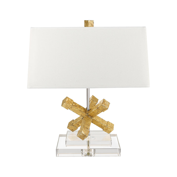 Elstead Lighting GN-JACKSONSQR-TL Gilded Nola Jackson Square Single Light Table Lamp in Distressed Gold And Chrome Finish Complete With Cream Shade