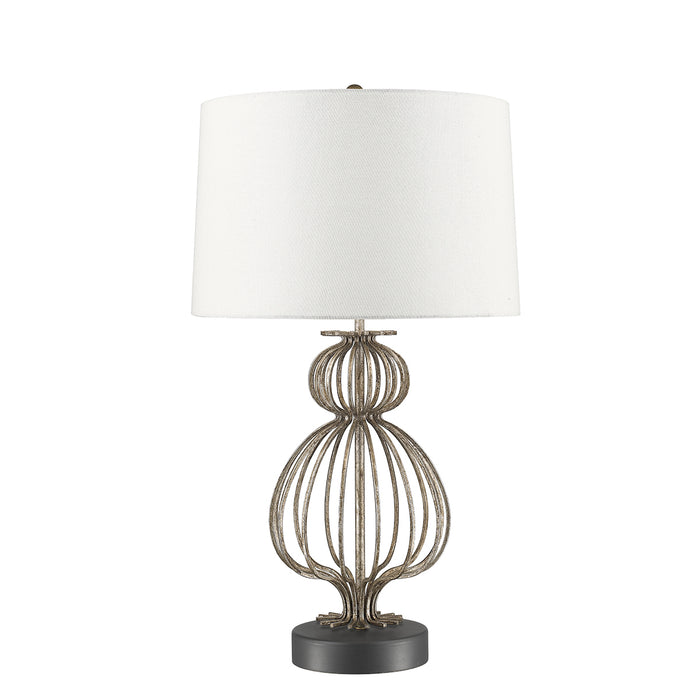 Elstead Lighting GN-LAFITTE-TL-SV Gilded Nola Lafitte Silver Single Light Table Lamp in Distressed Silver Finish Complete With White Shade