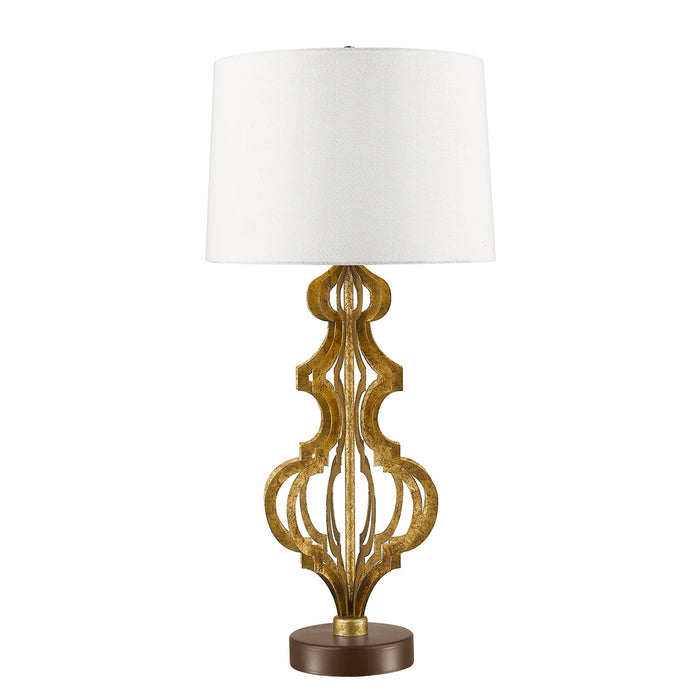 Elstead Lighting GN-OCTAVIA-TL-GD Gilded Nola Octavia Gold Single Light Table Lamp in Distressed Gold Finish Complete With Cream Shade
