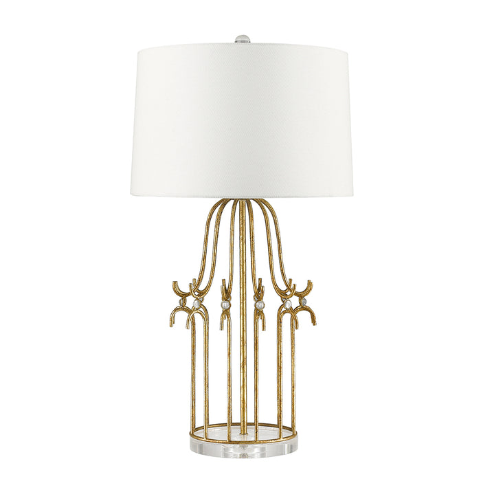Elstead Lighting GN-STELLA-TL-GD Gilded Nola Stella Gold Single Light Table Lamp in Distressed Gold Finish Complete With Cream Shade