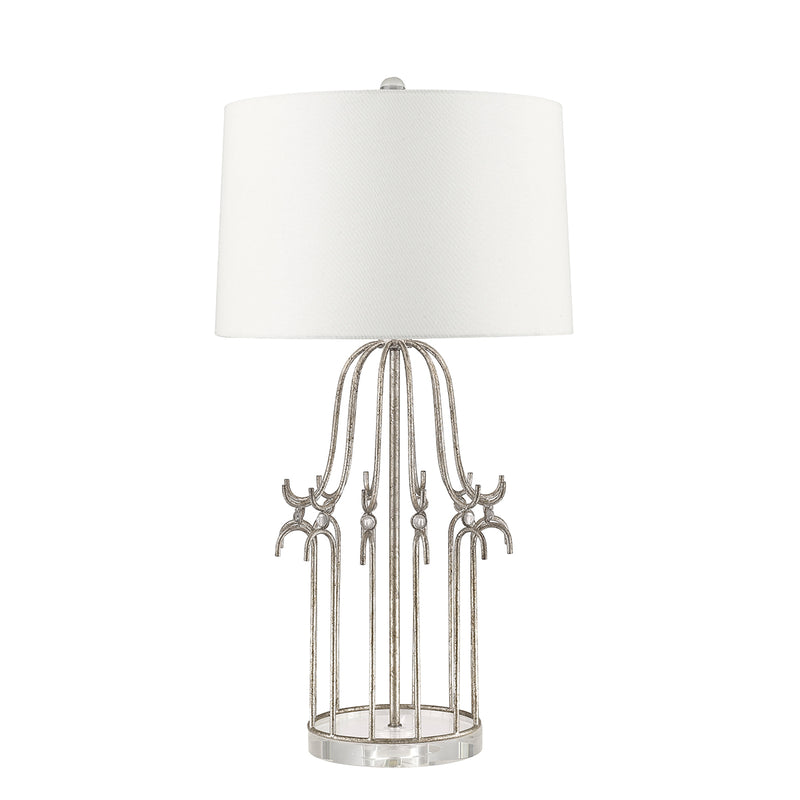 Elstead Lighting GN-STELLA-TL-SV Gilded Nola Stella Silver Single Light Table Lamp in Distressed Silver Finish Complete With White Shade