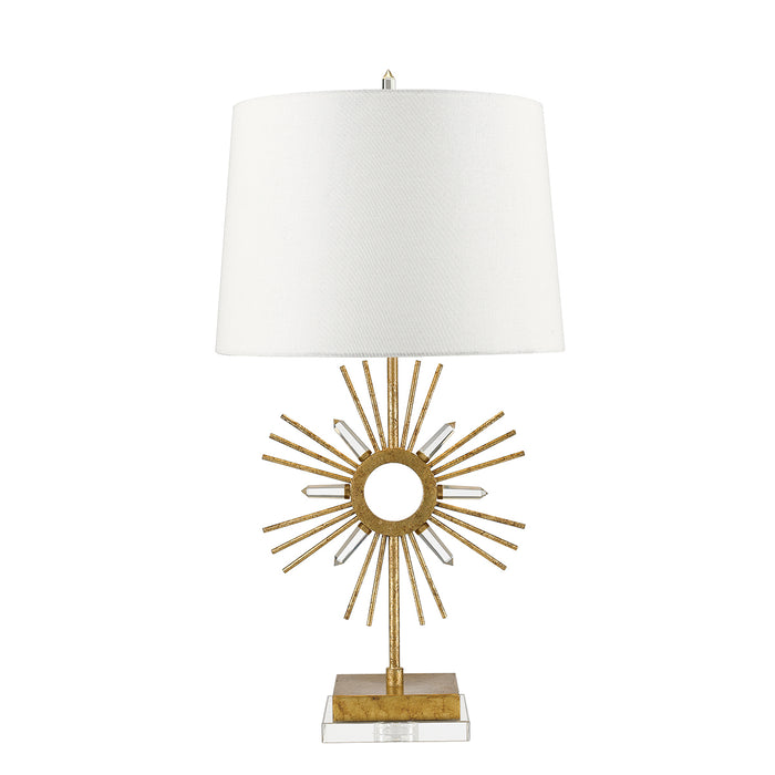 Elstead Lighting GN-SUN-KING-TL Gilded Nola Sun king Single Light Table Lamp in Distressed Gold And Chrome Finish Complete With Cream Shade