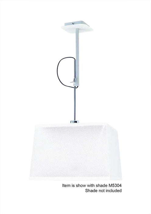 Mantra M5300 Habana Telescopic Square Pendant 1 Light WITHOUT SHADE E27, Matt White/Polished Chrome • M5300