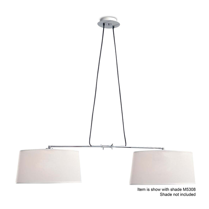 Mantra M5306 # Habana Linear Pendant 2 Light With Adjustable Body WITHOUT SHADE E27, Matt White/Polished Chrome • M5306