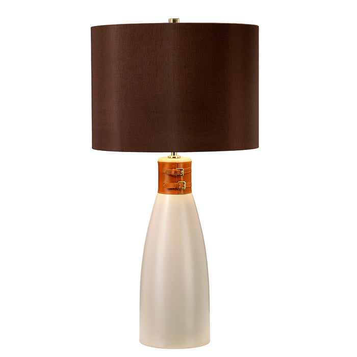 Elstead Lighting HAMMERSMITH-TL Hammersmith Single Light Table Lamp Complete With Brown Faux Silk Shade