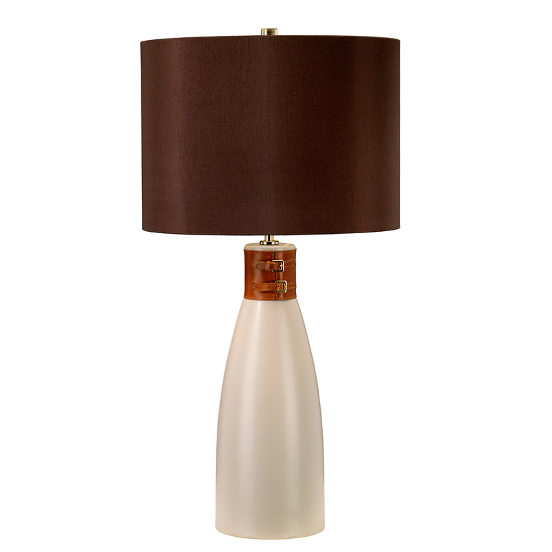 Elstead Lighting HAMMERSMITH-TL Hammersmith Single Light Table Lamp Complete With Brown Faux Silk Shade