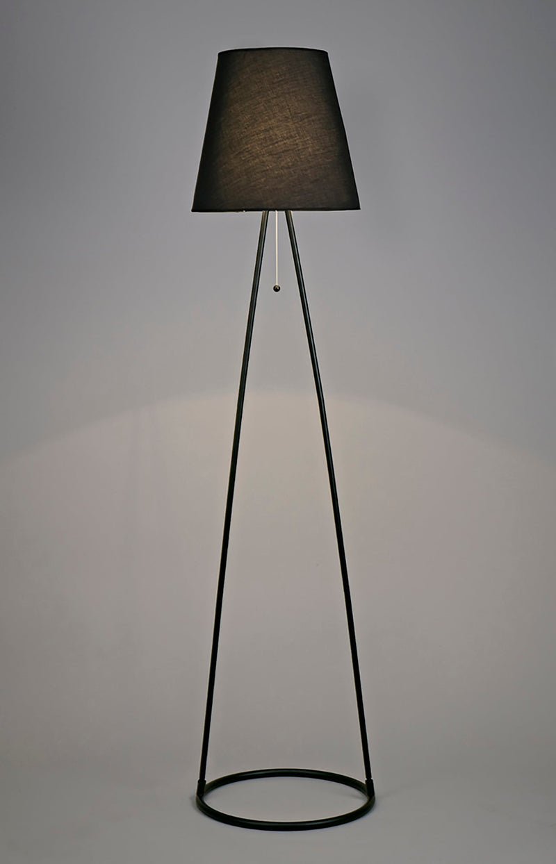 Deco Hayden Floor Lamp 1 Light E27 Matt Black c/w Black Fabric Shade • D0233