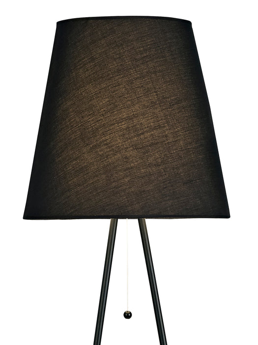 Deco Hayden Floor Lamp 1 Light E27 Matt Black c/w Black Fabric Shade • D0233